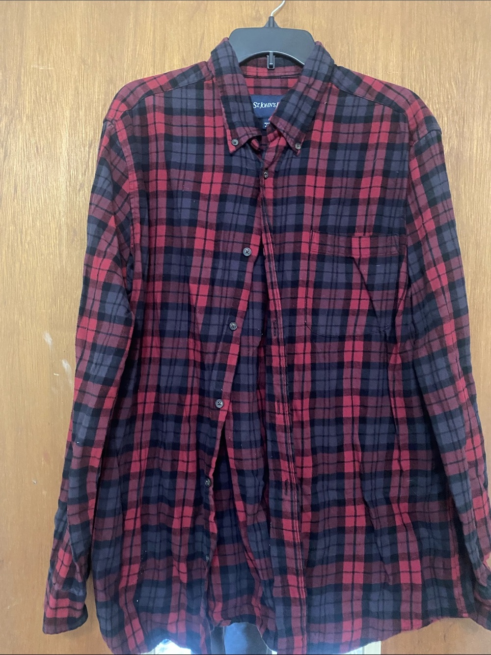 St. John's Bay Red & Black Plaid Button-Down Shirt